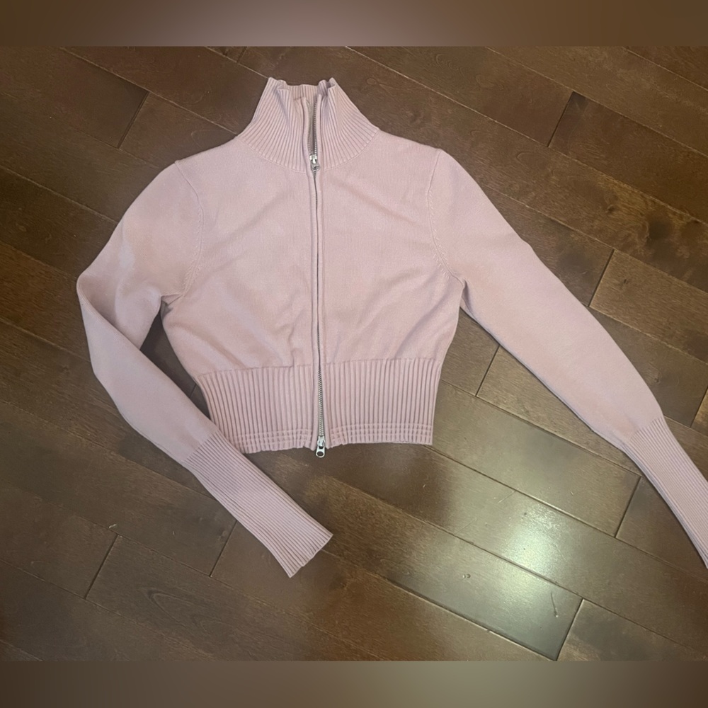 Urban Outfitters pink knit zip up sweater